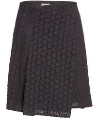 Burberry Howe Mixed Lace Pleated Wrap Skirt