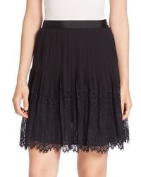 Rebecca Taylor Pleated Lace Silk Skirt