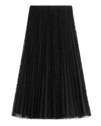 Valentino Pleated Silk Skirt With Lace