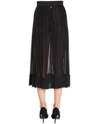 Dolce & Gabbana Pleated Silk Voile Lace Midi Skirt