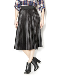 1018 Leather Pleated Midi Skirt