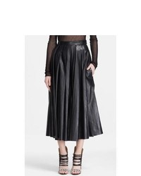 BLK DNM Pleated Leather Midi Skirt
