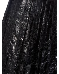 Marc Jacobs Crinkled Leather Pleated Midi Skirt