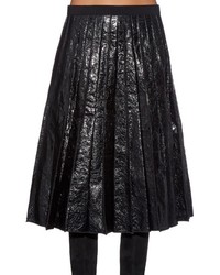 Marc Jacobs Crinkled Leather Pleated Midi Skirt