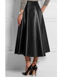 Lanvin Fluted Faux Leather Midi Skirt