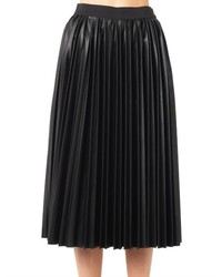 Lanvin Pleated Faux Leather Midi Skirt