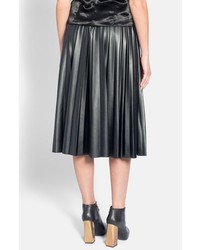 Lanvin Pleated Faux Leather Midi Skirt