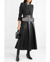 Loewe Pleated Leather Midi Skirt