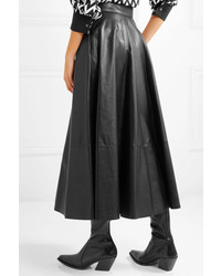 Loewe Pleated Leather Midi Skirt