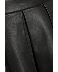 Tibi Pleated Leather Midi Skirt
