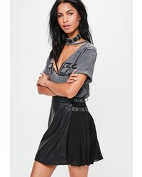 Missguided Black Faux Leather Pleated Mini Skirt