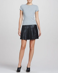 Theory Caon Discens Pleated Leather Skirt