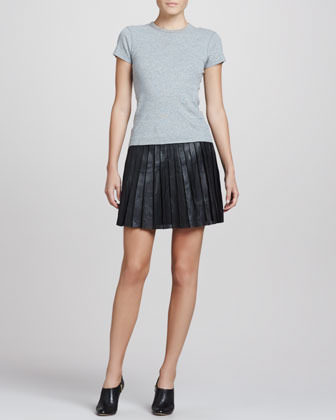 Theory Caon Discens Pleated Leather Skirt, $575 | Neiman Marcus | Lookastic