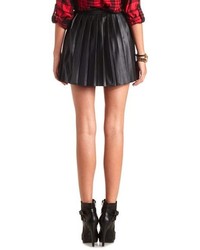 Charlotte Russe Pleated Faux Leather Skater Skirt