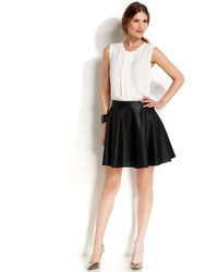 Vince Camuto Perforated Faux Leather Skater Skirt