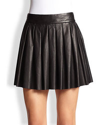 Alice + Olivia Pleated Leather Skirt