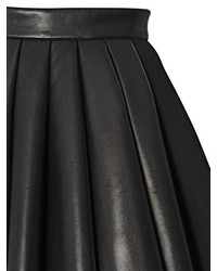 David Koma Pleated Nappa Leather Wool Crepe Skirt