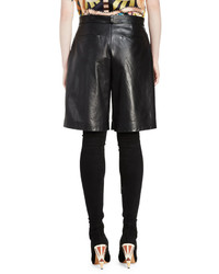 Givenchy Pleated Front Leather Shorts Black