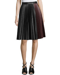 1 STATE 1state Faux Leather Pleated Midi Skirt Black