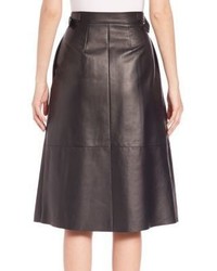 Derek Lam Pleated Lambskin Leather Skirt