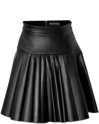David Koma Pleated Leather Mini Skirt