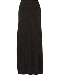 Missoni Pleated Metallic Crochet Knit Maxi Skirt Black
