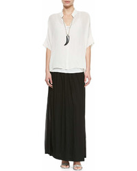 Eileen Fisher Silk Pleated Maxi Skirt Plus Size