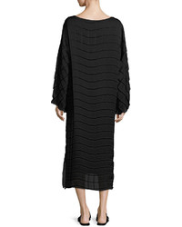 The Row Melanie Pleated Crepe Midi Dress Black
