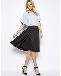 Asos Midi Skirt In Ponte With Bold Pleats