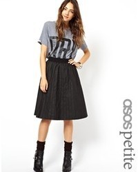 Asos Petite Leather Look Pintuck Pleated Midi Skirt