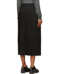 Yang Li Black Virgin Wool Pleated Midi Skirt