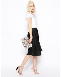 Asos Collection Jersey Midi Skirt With Pleats