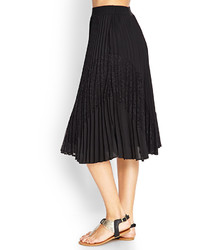 Forever 21 Contemporary Accordion Lace Paneled Midi Skirt