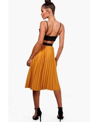 Boohoo Esme Woven Pleated Midi Skirt