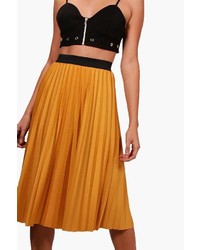 Boohoo Esme Woven Pleated Midi Skirt