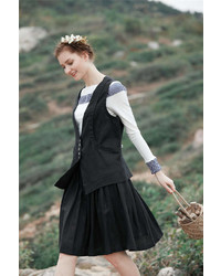 Etsy Black Linen Skirt With Side Pockets Skater Skirt Pleated Skirt Tutu Skirt Midi Sk