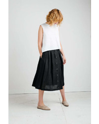 Etsy Linen Skirt Black Linen Skirt Midi Length Skirt Linen Skirt With Pleats Skirt Handma