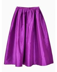 Flare Pleated Midi Purple Skirt