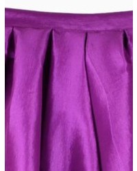 Flare Pleated Midi Purple Skirt