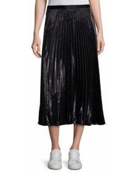 Diane von Furstenberg Heavyn Metallic Pleated Midi Skirt