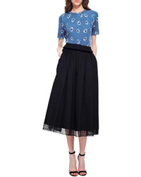 Meadham Kirchhoff Lace Trimmed Cotton A Line Midi Skirt