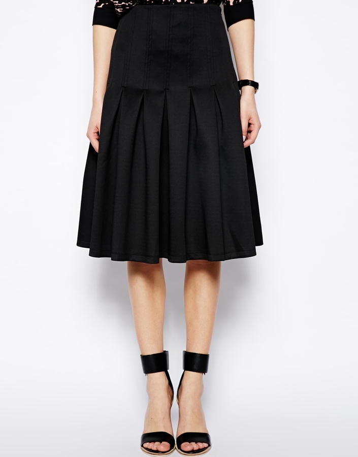 Asos Midi Scuba Skirt With Pleats 65 Asos Lookastic 1992