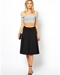 Asos Midi Skirt With Box Pleats Black