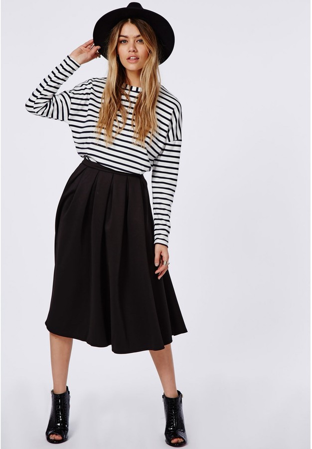 Missguided Auberta Pleated Midi Skirt Black, $40 | Missguided | Lookastic
