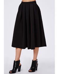 Missguided Auberta Pleated Midi Skirt Black