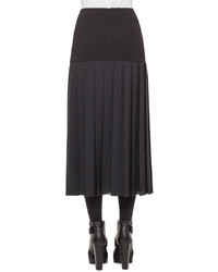 Akris Punto Pleated A Line Midi Skirt Black