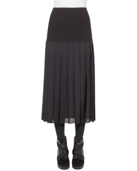 Akris Punto Pleated A Line Midi Skirt Black