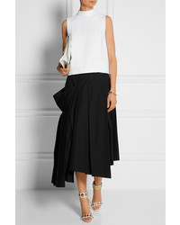 Marc by Marc Jacobs Pleated Asymmetric Stretch Cotton Midi Skirt