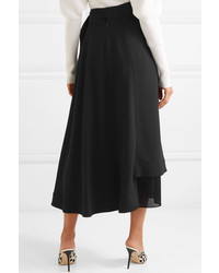 Victoria Beckham Pleated Crepe And Cady Wrap Skirt