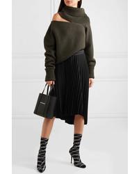 Balenciaga Pleated Crepe Midi Skirt